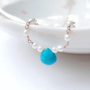Natural Turquoise with Fresh Water Pearl Necklace